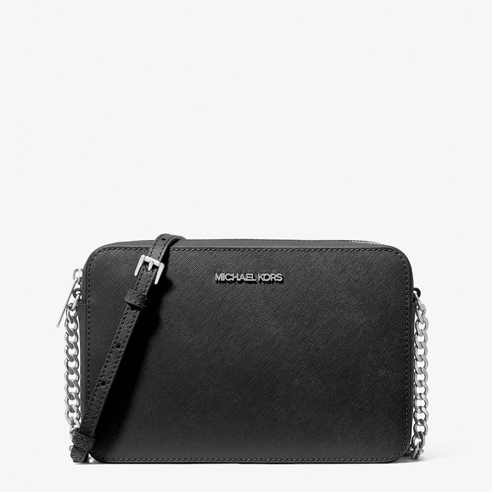 Jet Set Large Saffiano Leather and Travel Crossgrain Leather TriFold Wallet